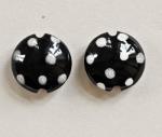 Black Lentil Bead with White Polka Dots 
