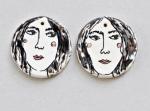 Dark Haired Curious Girl Design, Small Pendants