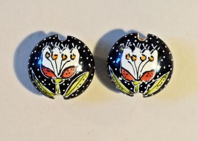 Tulips on Black, Lentil Beads 