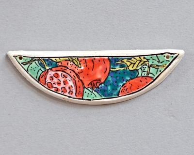 Bright Colored Pomeganates, Half Circle Pendant