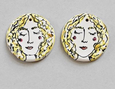 Blonde Curious Girl Design, Small Pendants