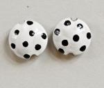 White Lentil Beads with Big Polka Dots 